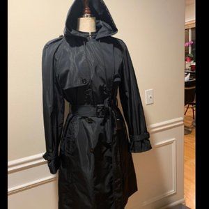 D&G Dolce & Gabbana Black Hooded Belted Trench Coat Jacket IT 42 / US 6-8